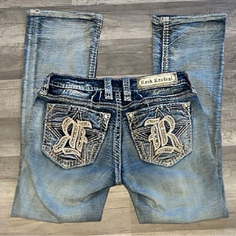 Rock Revival Distressed Blue Denim